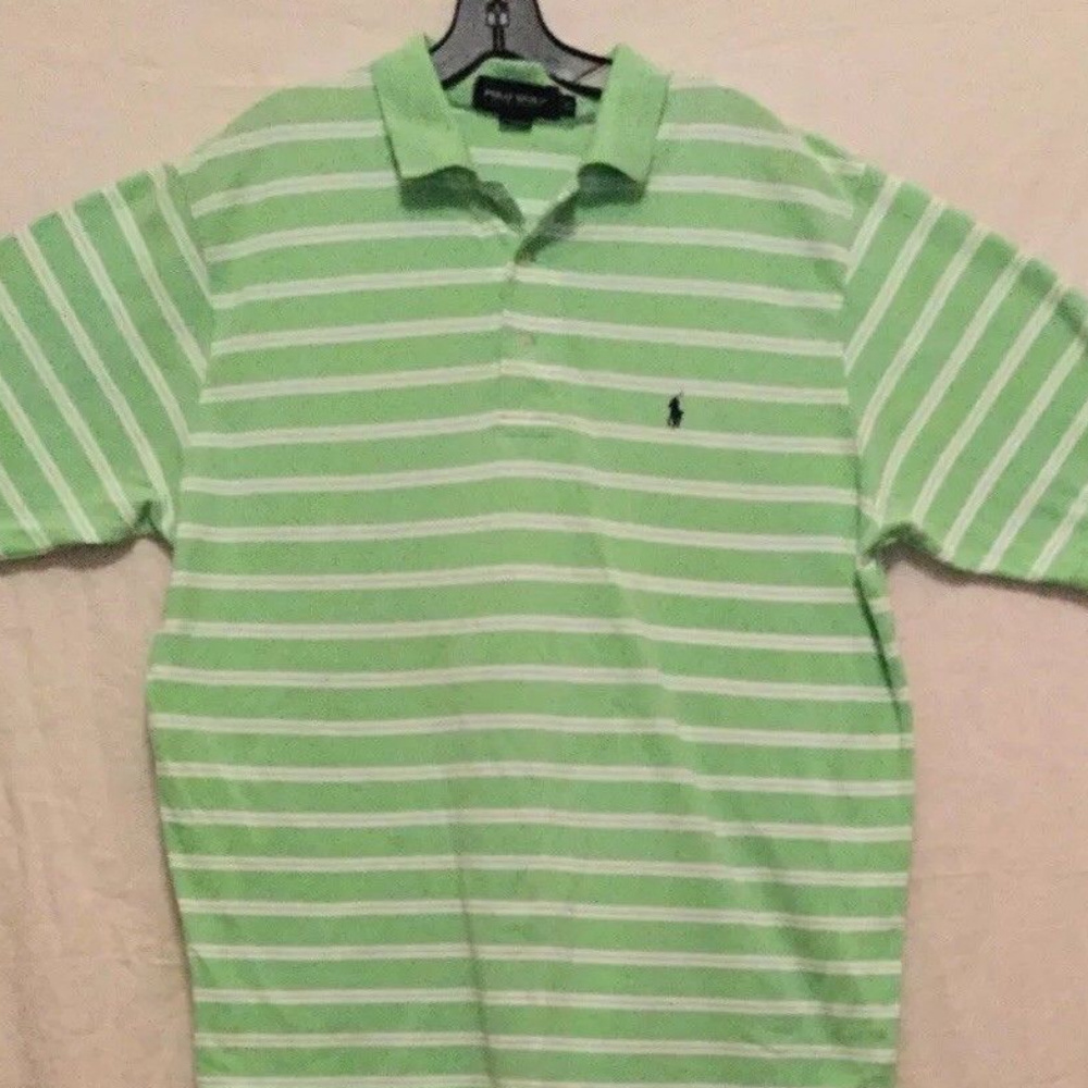 Ralph Lauden Green White Striped XL Polo Shirt